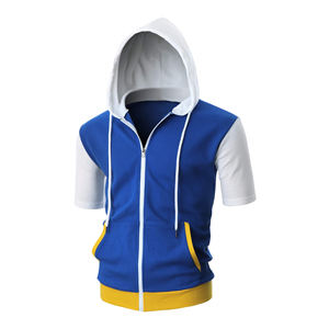 Sudadera con Capucha y Cremallera de Manga Corta para Hombre, Cómoda y Casual para el Hogar, Ideal para el Uso Diario con Bolsillo Frontal - Product Image 3