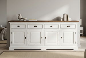 Commode contemporaine en teck massif Denade avec 8 tiroirs, meuble de rangement pour salon - Product Image 5