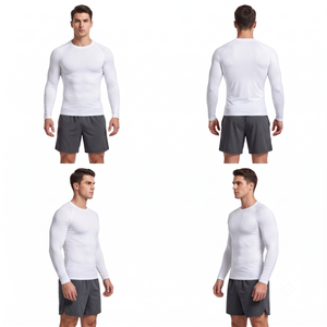 Camiseta de compresión de manga larga para hombre al por mayor, OEM personalizada, en blanco, protección UV, licra, ropa deportiva para surf y BJJ, estampada - Product Image 2