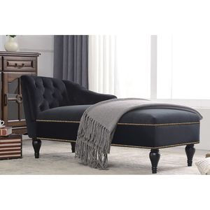 Sillón de Salón con Botones de Terciopelo, 58 Botones, Apoyabrazos Derecho, Detalles en Tachuelas, Patas de Madera Maciza, Nuevo + Video de Livi Furniture - Product Image 5