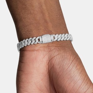 Iced Out Cuban Link Bracelet 925 Sterling Silver With VVS Moissanite Diamond Hip Hop Luxury Unisex Bracelet for <b>Men</b> Party Wear - Product Image 3