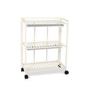 Étagère à plantes mobile à 3 niveaux en métal blanc, support de rangement à fentes, chariot à plantes mobile, support de présentation de pots de fleurs d'intérieur