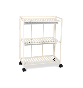 Étagère à plantes mobile à 3 niveaux en métal blanc, support de rangement à fentes, chariot à plantes mobile, support de présentation de pots de fleurs d'intérieur - Product Image 1