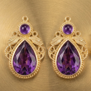 Trendy <b>Top</b> Product 925 Sterling Silver Blue Amethyst <b>Earrings</b> 18K Gold Plated 5 Inch Round 8mm Pear Factory Supply - Product Image 3