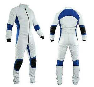 Combinaison de travail pour homme, blanche et bleue, avec empiècements noirs, fermeture éclair intégrale sur le devant, en polyester - Product Image 1