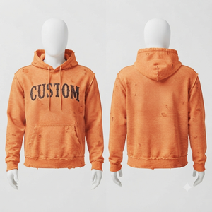 Sudadera con Capucha Naranja Personalizada para Hombre, de Algodón y Felpa, Estilo Casual Oversize para Otoño, con Bolsillos y Logotipo Frontal - Product Image 1