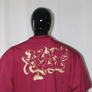 Men's <b>Maroon</b> Short Sleeve T-Shirt With Gold Letter Print O-Neck Casual Style 100% Cotton Jersey Regular Fit FINER THREADS - Product Image 4