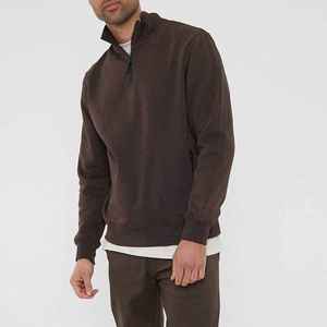 Sweat-shirt à col montant pour homme, coupe classique, tricoté, manches longues, couleur unie, style automne, design minimaliste - Product Image 3
