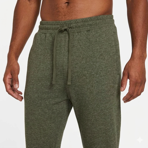 Pantalones de Lona Verde Oliva para Hombre, Corte Regular, de Poliéster y Algodón de Peso Medio, Cintura Elástica con Cordón, Estilo Casual, con Bolsillos Laterales - Product Image 5