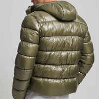 Veste matelassée en toile brodée vert olive pour homme, coupe-vent, fermeture éclair, col montant, manteau d'hiver décontracté, coupe régulière