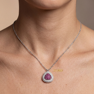 สร้อยคอเงินแท้ 925 ประดับเพชรชมพูระยิบระยับ ดีไซน์ดอกไม้หรูหรา เหมาะสำหรับงานแต่งงานและงานเลี้ยง  สำหรับผู้หญิง - Product Image 4