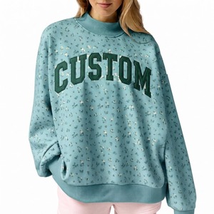 Sweat-shirt surdimensionné personnalisé pour femme, col montant, motif floral, pull à manches longues, col montant, haut décontracté confortable - Product Image 3