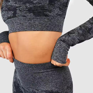 Conjunto de Yoga sin Costuras con Diseño de Camuflaje, Ropa Deportiva de Manga Larga para Mujer, Leggings, Sujetador Deportivo, Leggings de Yoga para Gimnasio, Fitness y Entrenamiento - Product Image 6