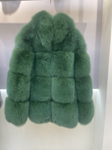 Custom Logo Luxury <b>Men</b> Green Real Fox Fur Coat Winter <b>Warm</b> Quilted Patchwork Genuine Furry Outerwear - Product Image 2