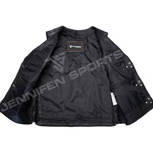 Veste sans manches en cuir véritable pour moto, col montant, printemps et automne, unisexe, taille plus, en cuir de vache - Product Image 5