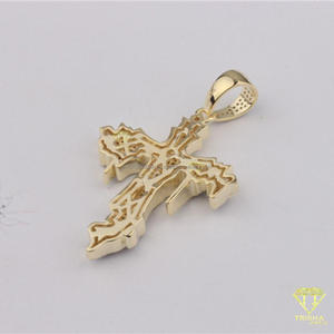 จี้ไม้กางเขนแบบหยดน้ำเงินสเตอริ้พร้อมด้วยเพชรโมอิสเจิดจ้า - Product Image 3