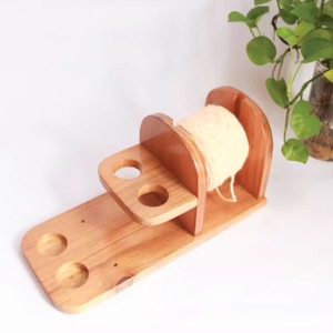 Wooden Yarn Holder Stand Double Rotating Ball Organizer with Tool Storage for <b>Sewing</b> Knitting Craft Use - Product Image 1