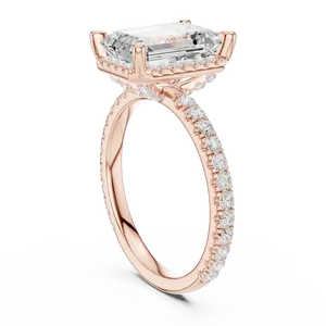 3.5ct <b>Emerald</b> Cut Lab Grown Diamond Halo Engagement <b>Ring</b> 10K 14K 18K Solid Gold 0.68 CTW Pave <b>Band</b> IGI Certified - Product Image 6