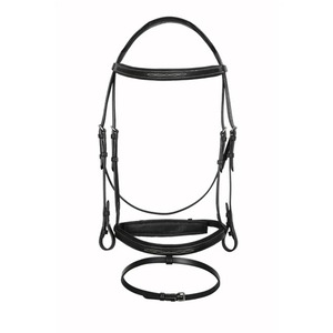 Bridon de saut Annabelle en cuir véritable rembourré avec surpiqûres fantaisie, anatomique et surélevé, pour concours anglais, fournisseur en gros d'équipements équestres - Product Image 2