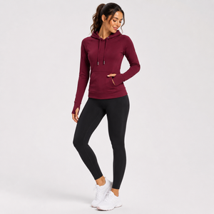 Sudadera con Capucha para Mujer, Color Sólido, Manga Larga, Tejido de Algodón, Transpirable, Impermeable, Ropa de Invierno Deportiva, Diseño Asimétrico - Product Image 5