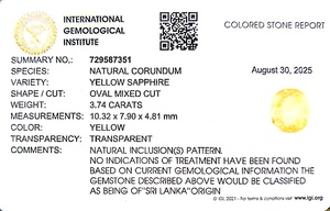 Zafiro amarillo ovalado natural de 3,74 quilates de Sri Lanka, piedras preciosas sueltas para la fabricación de joyas y anillos YSON-30 - Product Image 6
