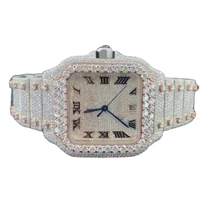 นาฬิกาข้อมือผู้ชายหรูหรา ระบบอัตโนมัติ สายหนัง ประดับเพชรโมอิสซาไนต์คุณภาพสูง สี D เกรด VVS สไตล์ฮิปฮอป - Product Image 1