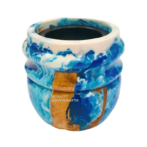 Quemador de incienso artesanal de resina de lujo y madera natural, soporte premium hecho a mano para varillas y conos con diseño artístico de resina para - Product Image 1