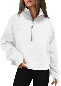 Sudadera con Capucha de Algodón Orgánico Personalizada DUOLLB para Mujer, Sudadera de Alta Calidad, Casual, de Manga Larga, con Media Cremallera, Talla Grande - Product Image 2