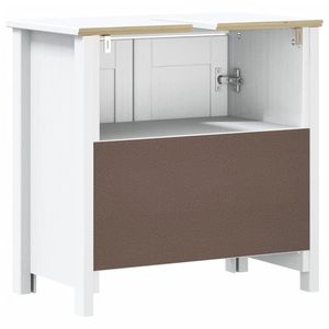 Mueble de Baño con Lavabo de Madera de Pino Sólido y Madera Sintética con Detalles Metálicos Blancos - Muebles de Baño Modernos - Product Image 6
