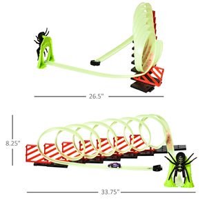 Set di Piste Illuminato con Auto a Retrocarica Modello Ragno per Bambini dai 3 ai 6 Anni, Verde e Rosso - Product Image 3