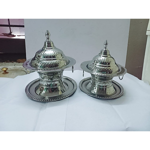 Handcrafted Brass Khajur Pot with Pedestal Stand Traditional Arabic Date Bowl With Lid For Ramadan And <b>Eid</b> <b>Gift</b> Table Decor - Product Image 5