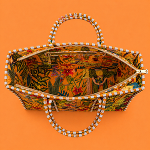 Quilted Jaipuri <b>Tote</b> Bag in Hand Block Print Bohemian Style Beach Bag <b>Zip</b> Closure All Seasons Use Shopping bag Women <b>Tote</b> Bag - Product Image 4