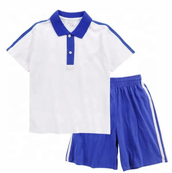 Polo 2 pièces personnalisé pour enfants, ensembles courts et boutons, uniforme scolaire pour garçons et filles