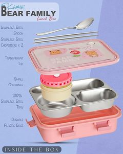 Luxury Rectangular <b>Stainless</b> <b>Steel</b> Lunch Box with Plastic Lid <b>Microwavable</b> & Leak Proof for Everyday Use - Product Image 5