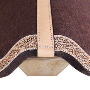 Western Brown <b>Felt</b> Saddle <b>Pad</b> with Hand Tooled Floral Design - Product Image 6