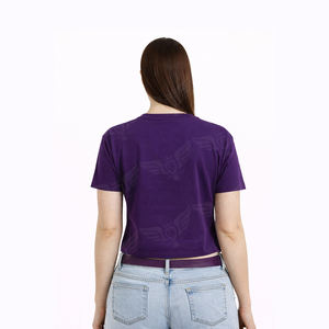 T-shirt court personnalisé pour femme, violet, à manches courtes, style streetwear décontracté - Product Image 4