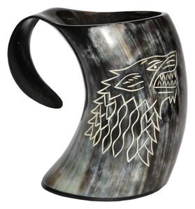 Taza de Beber Clásica Hecha a Mano de Cuerno de Búfalo con Base de MDF de Alta Calidad, Capacidad de 400-600 ml para Cerveza y Vino - Product Image 1