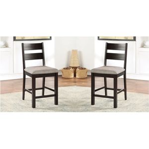 Espresso Color Side <b>Chair</b> Set of 2 Padded Fabric Seat with <b>Ladder</b> Back for Kitchen & Dining Room - Product Image 3