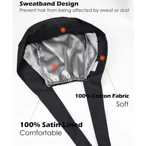 Casquette chirurgicale noire professionnelle avec boutons pour masque facial - Chapeau chirurgical en coton respirant avec lien réglable à l'arrière - Vente en gros - Product Image 3