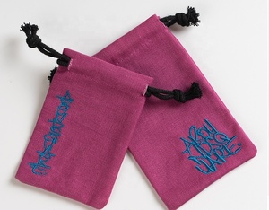 Custom Embroidery Logo High Quality Cotton Canvas Bag Cotton Gift Packaging <b>Pouch</b> Small <b>Drawstring</b> Bag - Product Image 1