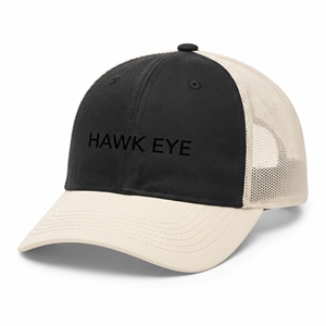 Casquette Trucker Hawk Eye Noire Beige 6 Panneaux avec Maille Broderie Frontale Réglable Unisexe Décontractée - Product Image 6