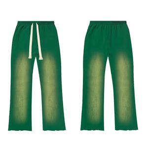 Pantalon de survêtement vert pour homme, taille élastique avec cordon de serrage, pantalon décontracté avec poches latérales, tissu en coton mi-lourd, style printemps - Product Image 1