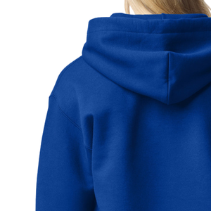 Unisex Royal Blue Pullover Hoodie Cotton Blend <b>Fleece</b> <b>Sweatshirt</b> Long Sleeve Casual Windproof Customized Winter Front Pocket Top - Product Image 5