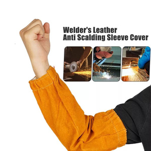 Manches de soudage en cuir de vachette pleine fleur JNMSAFETY de haute qualité, résistantes au feu et à la chaleur, avec trou pour le pouce, protection des mains - Product Image 3