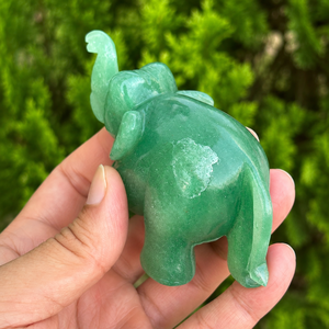 Hand-Carved Green Aventurine <b>Elephant</b> Figurine Trunk-Up Good Luck Crystal <b>Decor</b> Spiritual Home & Altar Gift - Product Image 1