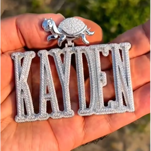 Pendentif personnalisé en argent S925 avec diamant Moissanite VVS, style Hip Hop unique, lettre KAYDEN, chaîne à maillons, design tendance, unisexe, or - Product Image 1