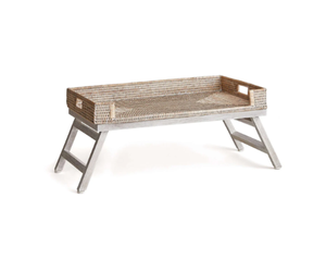 Bandeja de Servicio de Mimbre Hecha a Mano con Patas Plegables de Madera, Mesa Rectangular de Mimbre con Asas Integradas, Hecha en Vietnam - Product Image 2