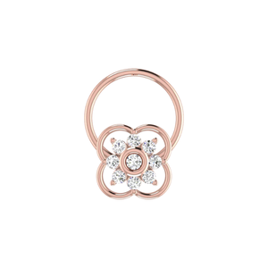 Piercing de nez en or 14 carats avec diamant de 0,06 carat, motif floral ethnique, couleur HI, brillance VS-SI, bijoux fins pour femmes - Product Image 2