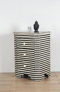 Mesa de Cajones con Incrustaciones de Hueso de ILAHI, Diseño Moderno con Detalles de Ágata, Almacenamiento de Tres Niveles, Mueble Portátil para el Hogar - Product Image 5