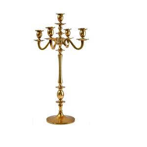 Gold Finished Metal Candelabra for Table <b>Top</b> Home Decoration Metal Candelabra at Affordable Price - Product Image 1